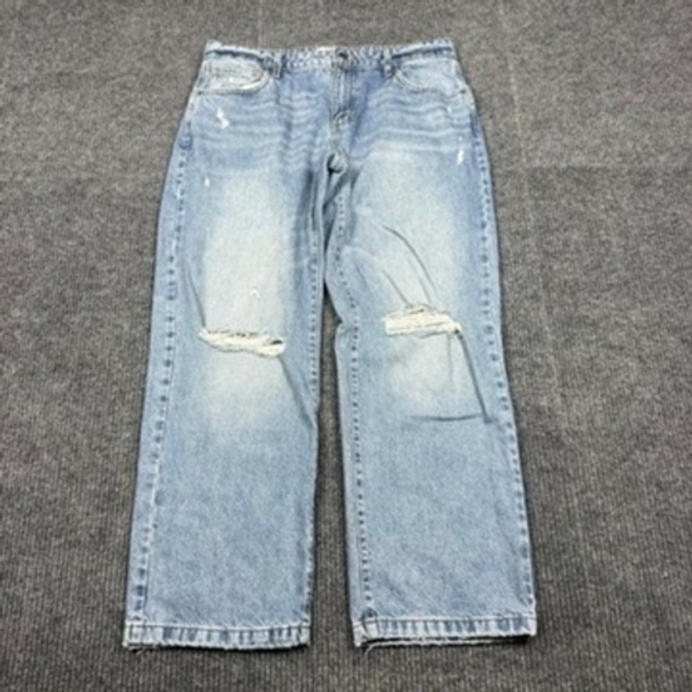Cotton On Low Rise Straight Leg Distressed Blue Jeans Light Wash Size 12